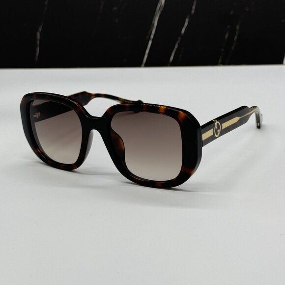 NEW GUCCI GG1557SK 002 WOMEN SUNGLASSES SQUARE GUCCI HAVANA BROWN EYEWEAR - Picture 3 of 12